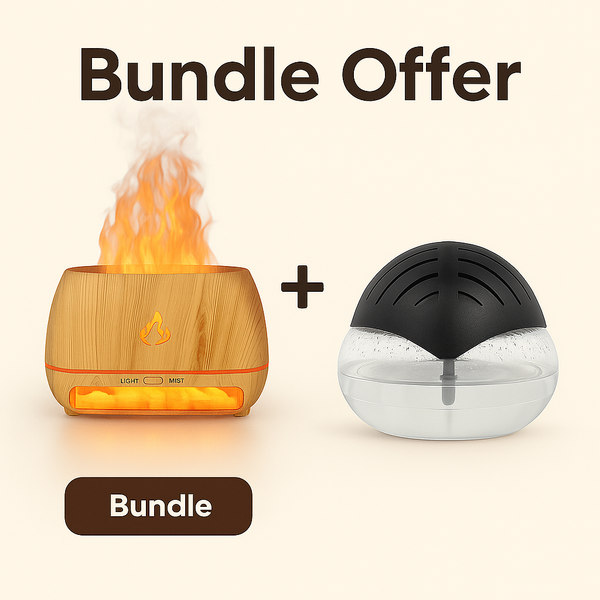 Bundle Black Water Air Purifier with 7-Color LED Light +  Brown Himalayan Salt Flame Aroma Diffuser - ClickCrafters