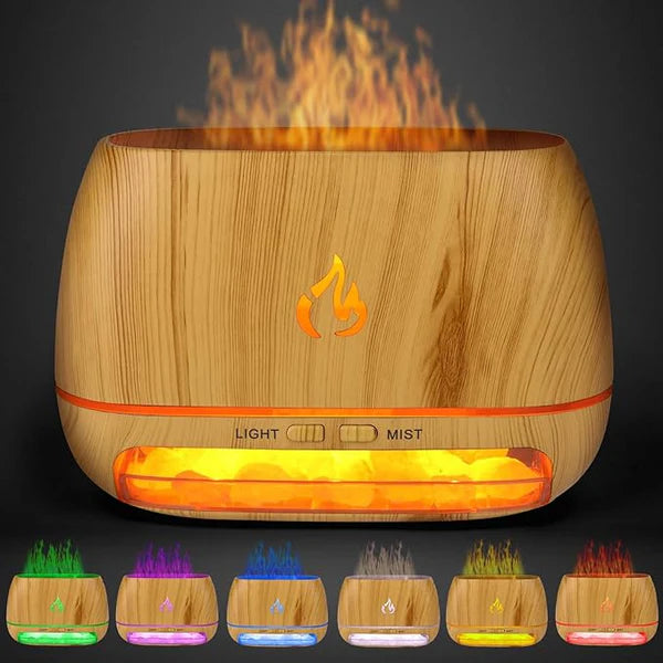 Himalayan Salt Flame Aroma Diffuser – Ultrasonic Cool Mist & LED Humidifier - ClickCrafters